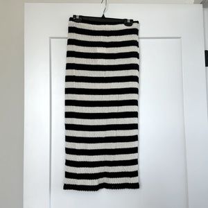 Zara Cream and Black Striped Skirt Medium